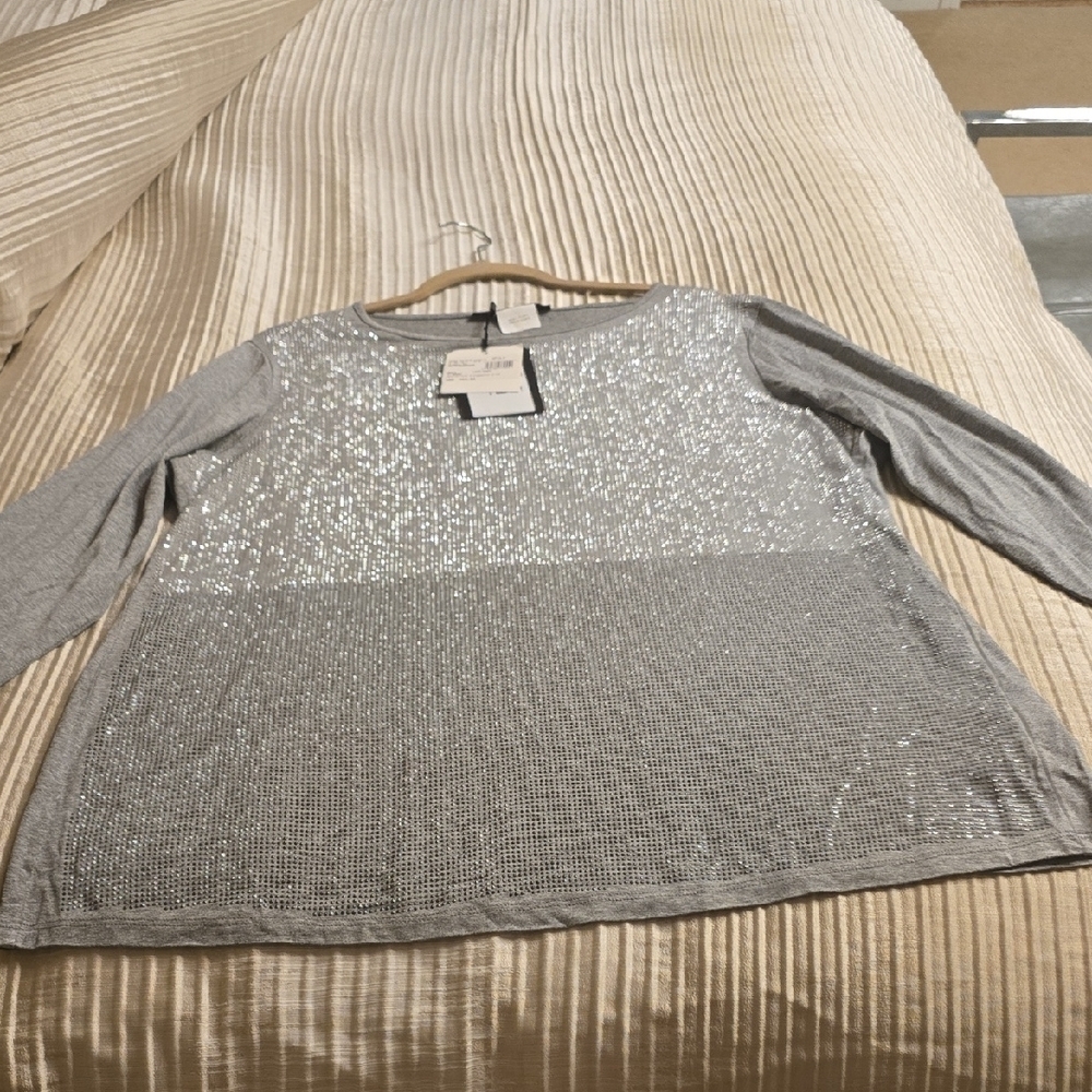 Marina Rinaldi Veggente Gray Long Sleeve Top